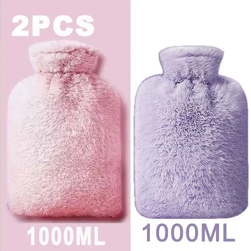1/2PCS1000ML Soft Hand Warmer Hot Water Bag Bottles Removable Washable