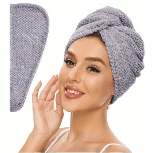 Solid Color Hair Towel Textured Dry Hair Cap 9.8 x 25.5 Inch Absorbent