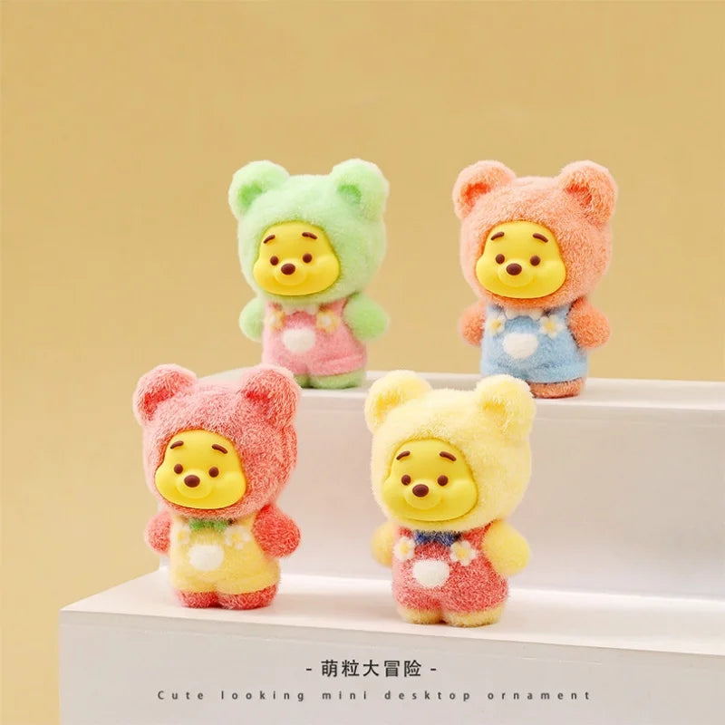 Cartoon Flocking Bear Blind Box Cute Doll Desktop Small Ornaments