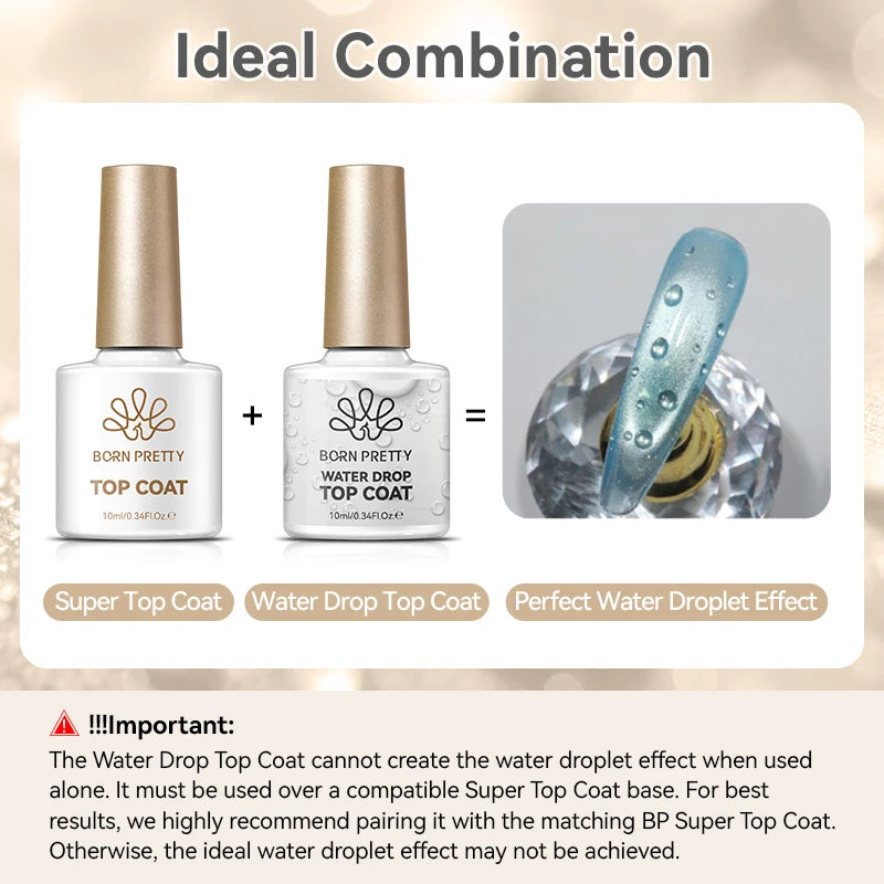 BORN PRETTY 10ml Base Gel Super Top Coat Water Drop Top Coat
