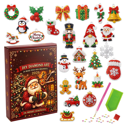 Christmas Advent Calendar DIY Diamond Art Kit, 24 Days Countdown