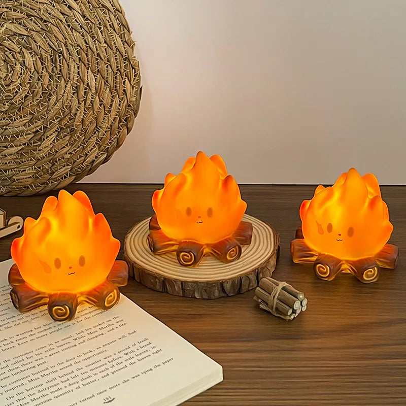 Mini Cute Cartoon Campfire Silicone Night Light, Creativity LED Flame