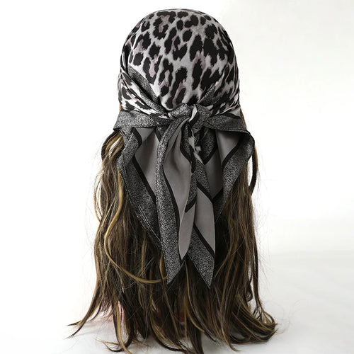 Bohemian Style Floral Print Women’s Square Silk Scarf Satin Head Wrap