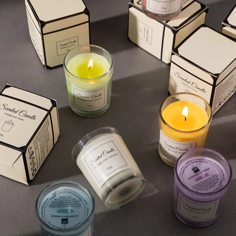 Aromatherapy Candle Premium Gift Box Glass Handmade Soy Wax Smokeless