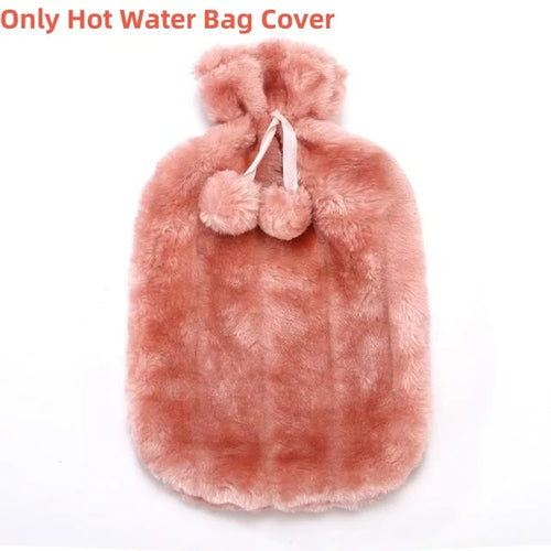 2L Hot Water Bottle Cover Rubber Hot Water Bags Winter Plush Hand