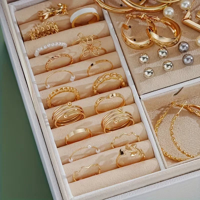 86 Pcs Fashion Jewelry Set For Women Pearl Alloy Earrings Necklaces