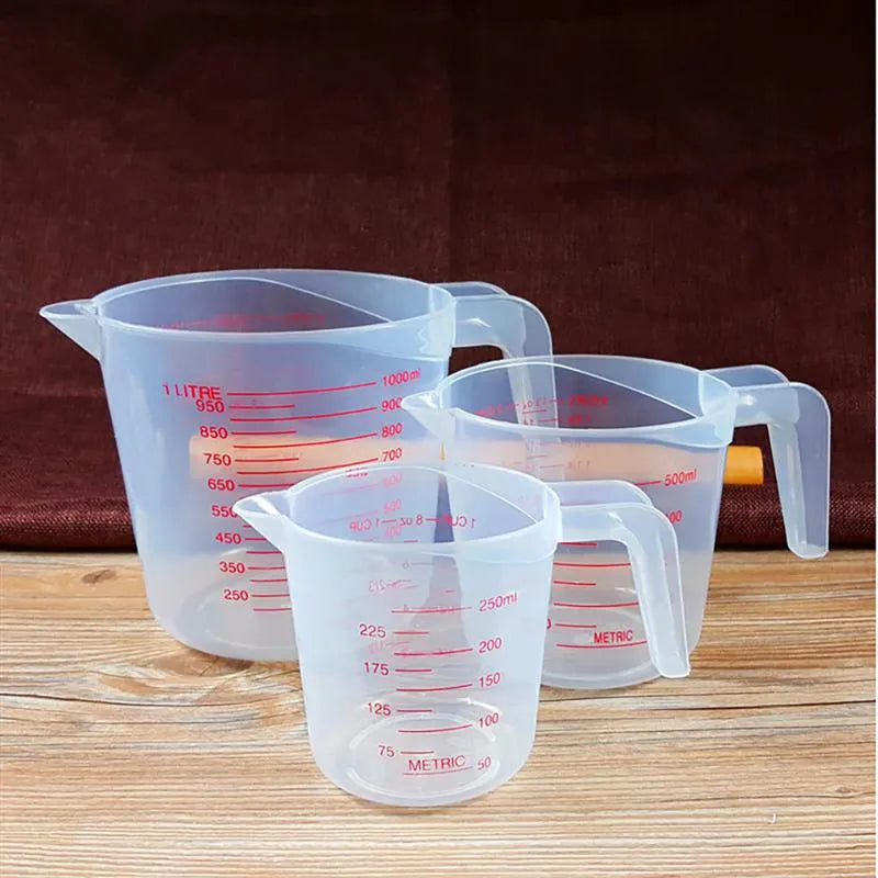 3 Pcs Baking Liquid Measuring Cups PVC Scale Cup Plastic
