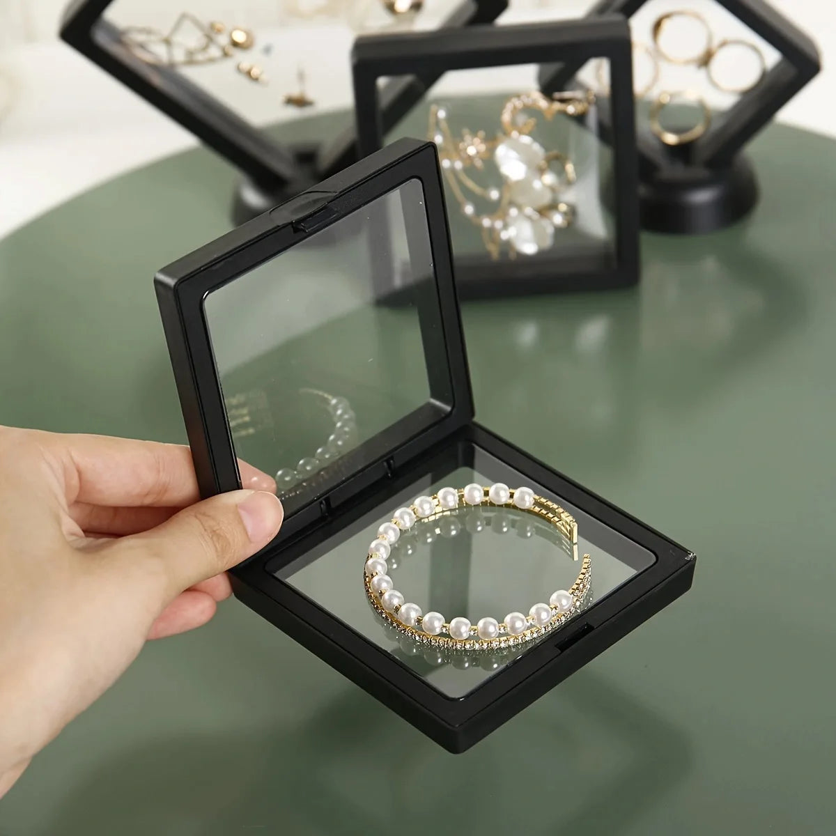 10pcs, Transparent Floating Display Box, Plastic Film Jewelry