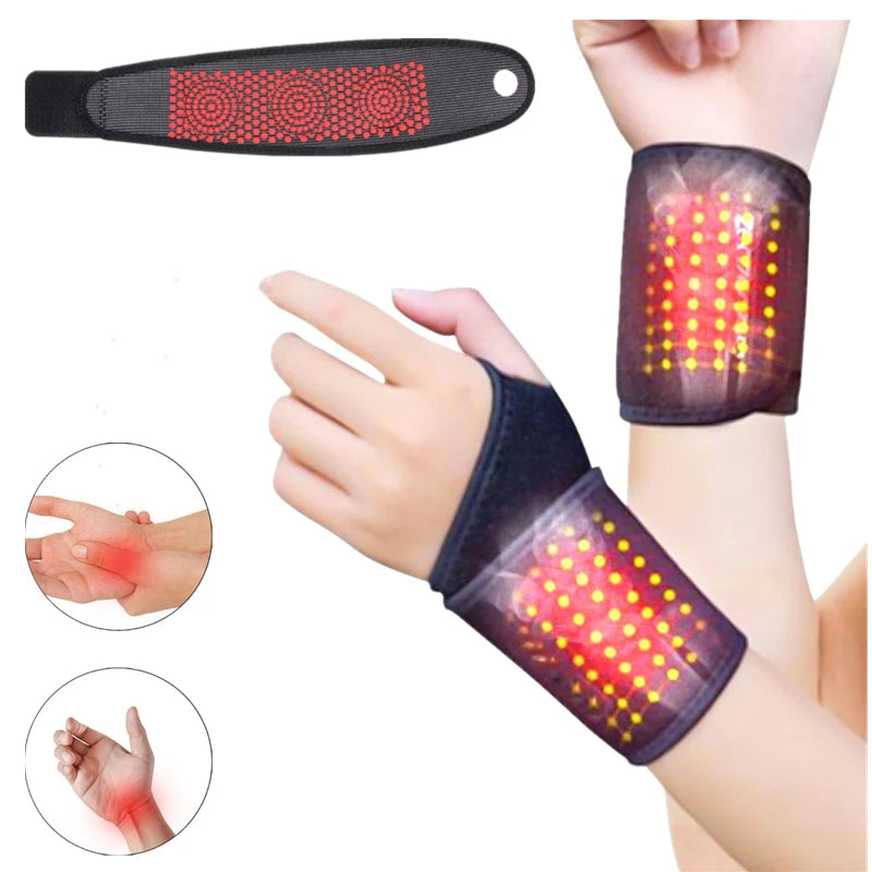 Self-Heating Wrist Band Magnetic Therapy Support Brace Wrap Heated