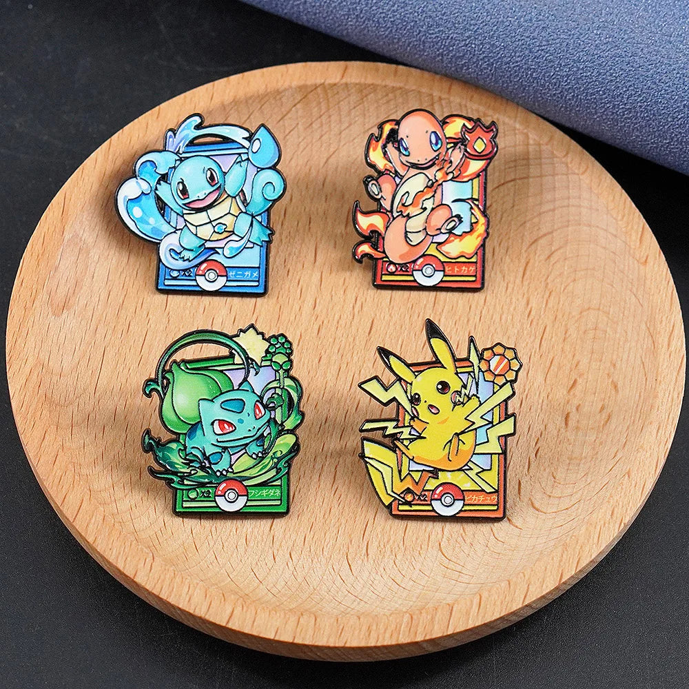 4pcs Cartoon Charmander Enamel Pins Metal Brooches Lapel Badges for