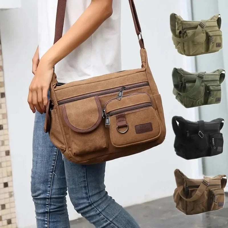Casual Tote Travel Male Crossbody Bag Men's Canvas Shoulder Bags