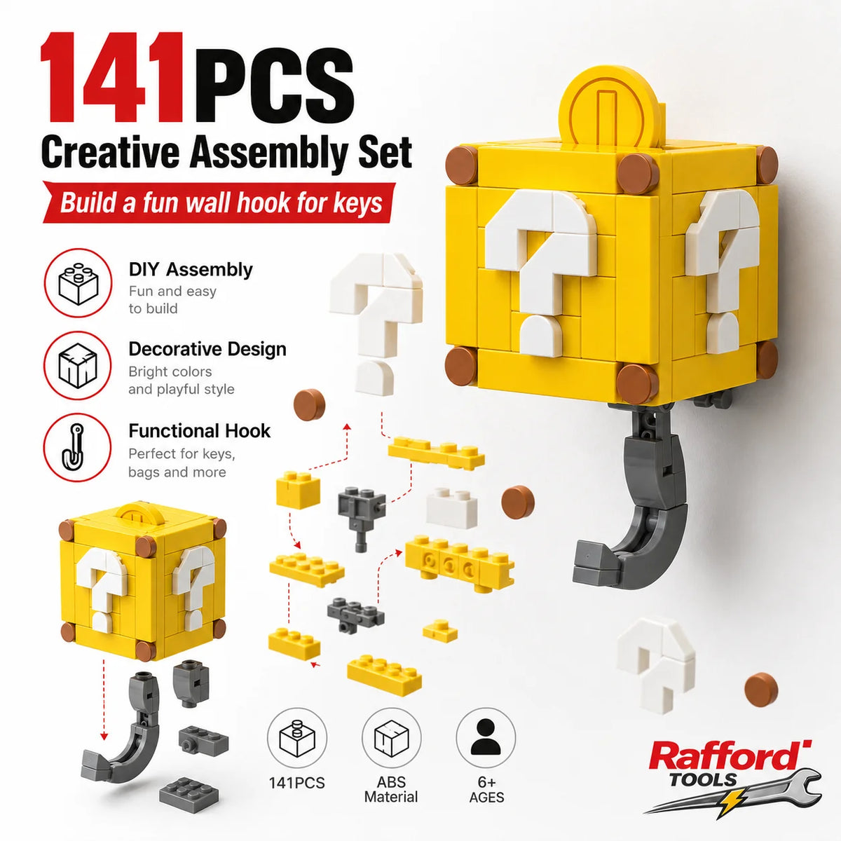 Rafford 141PCS Coin Building Blocks Keychain Set DIY Mini Brick Kit