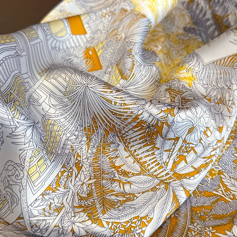 Bohemian Style Floral Print Women’s Square Silk Scarf Satin Head Wrap