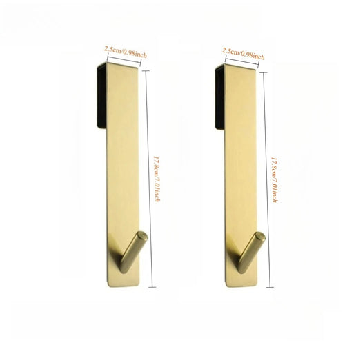 1-2pcs Stainless Steel Non Perforated Glass Door Hook, Portable