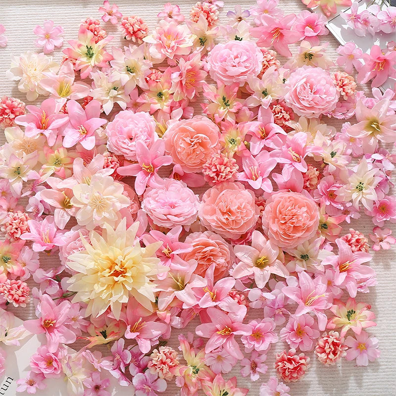 3-10cm Pink Artificial Flowers Head Silk Fake Rose Flower Wedding