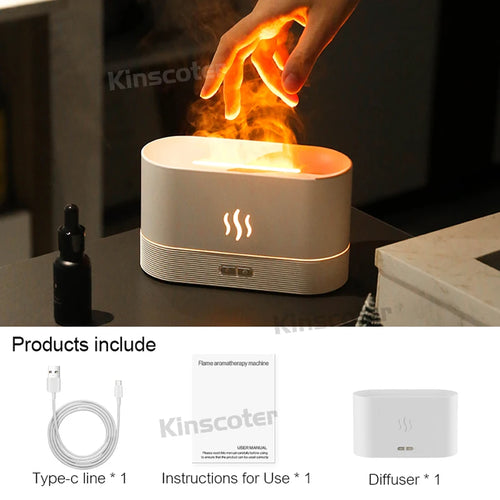 USB Desktop Flame Aroma Diffuser Humidifier 7 Colors Simulation Light