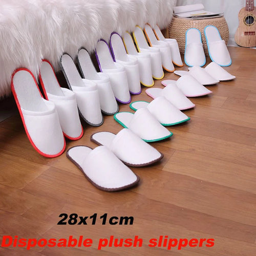 10 Pairs Lot Hotel Slippers Men Womens Top Quality Velvet Travel