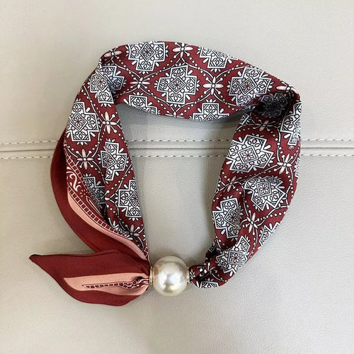 Elegant Pearl Tail Magnetic Clasp Scarf Summer New Versatile