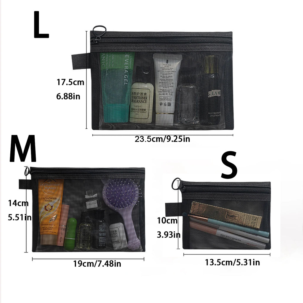 1/5/10pcs Mesh Clear Cosmetic Bags Women Black Makeup Bag Portable