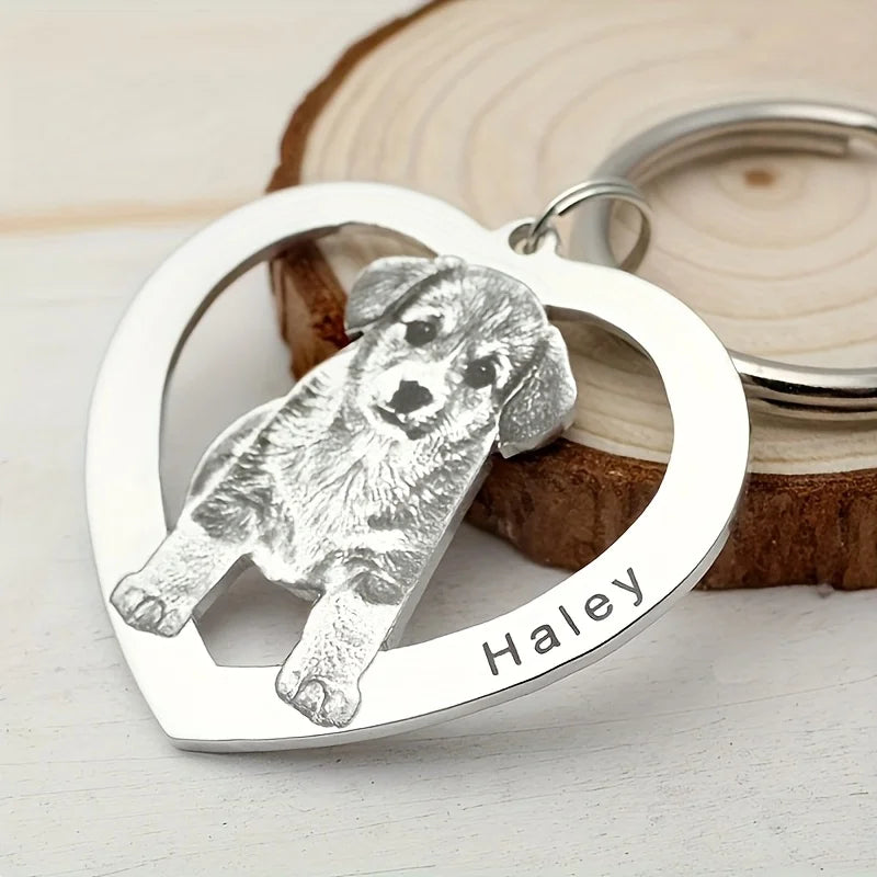 Personalized Stainless Steel Heart-Shaped Keychain