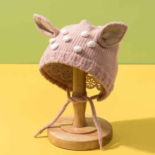 Cute Cartoon Baby Ear Protection Cap Winter Warm Infant Woolen Knitted