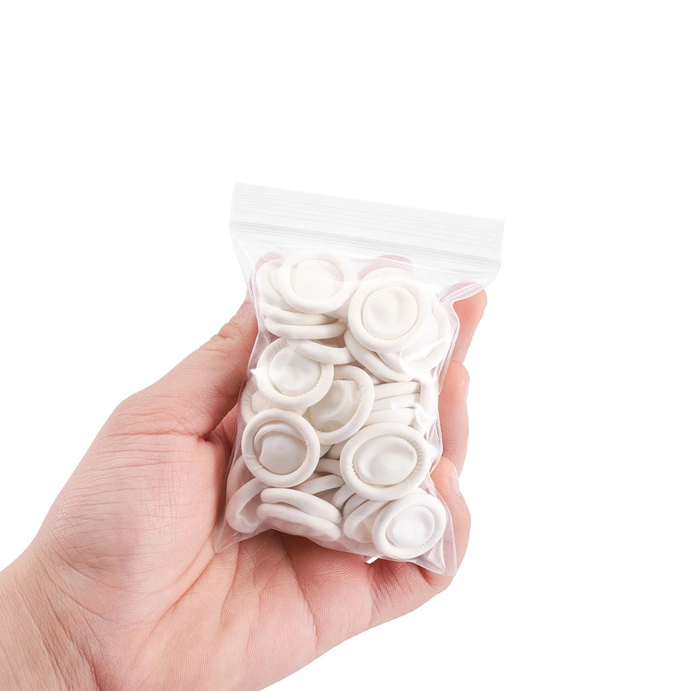 50/100Pcs Protective Fingertip Natural Rubber Gloves Disposable Latex
