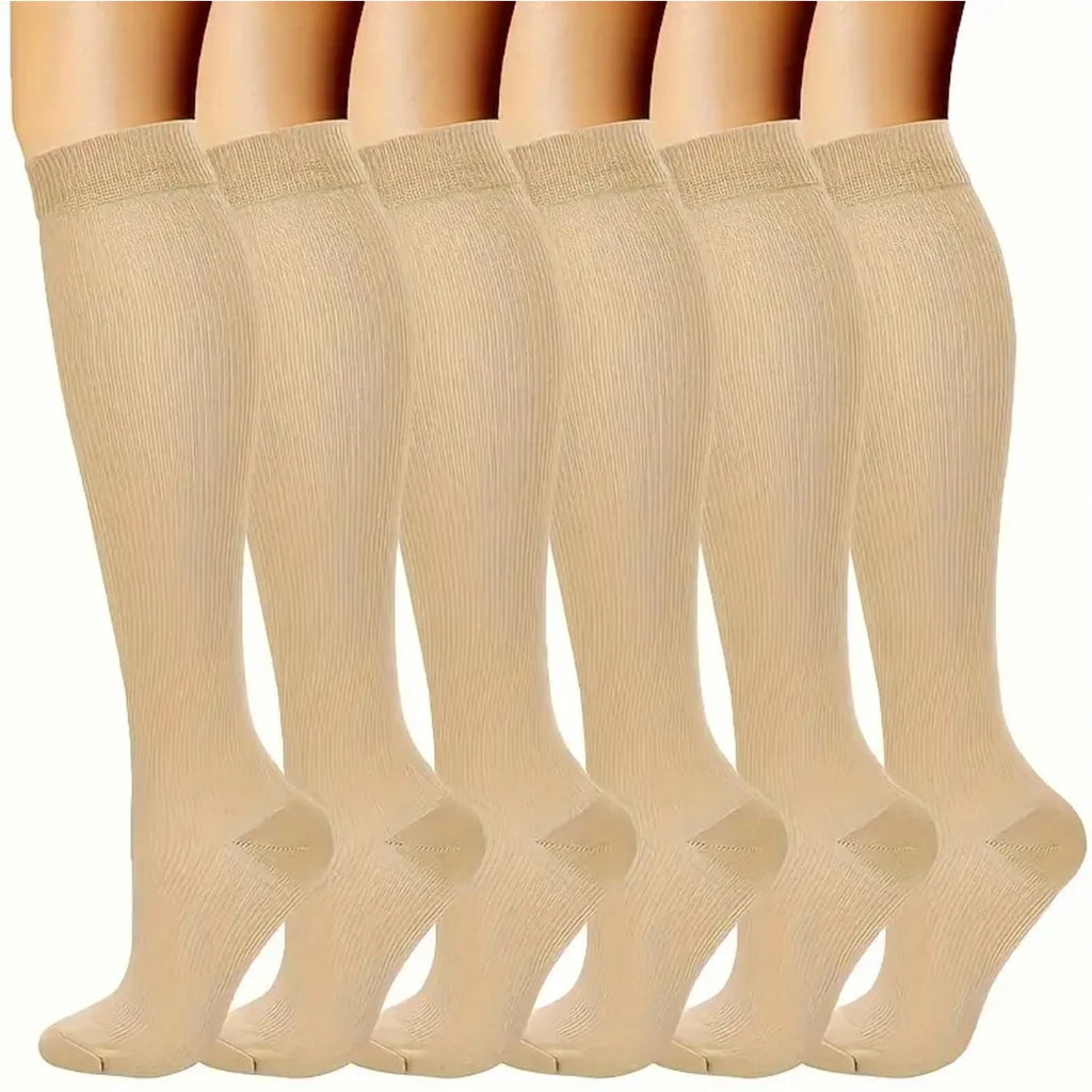 6 Pairs Solid Color Compression Socks Nurse Compression Socks Black
