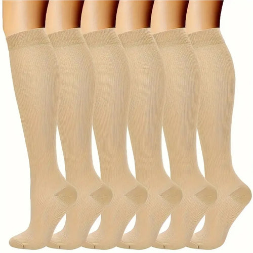 6 Pairs Solid Color Compression Socks Nurse Compression Socks Black