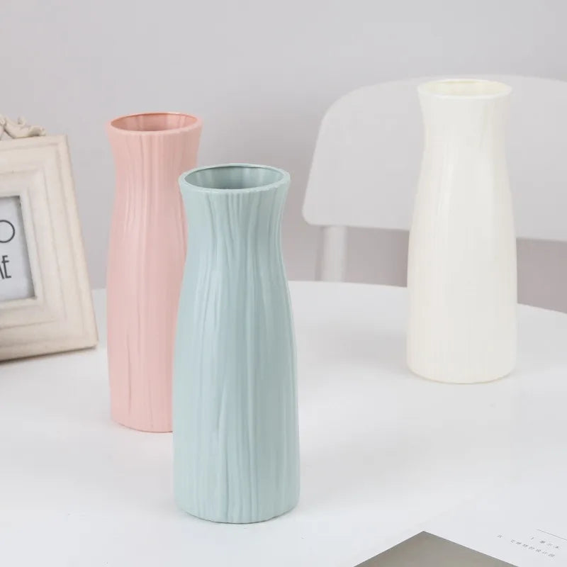 Nordic Flower Vase Minimalist Style Solid Color Plastic Pot