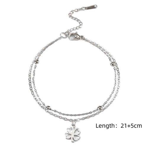 Skyrim Foot Chain of Women Men Silver Color Four-leaf Clover Stainless