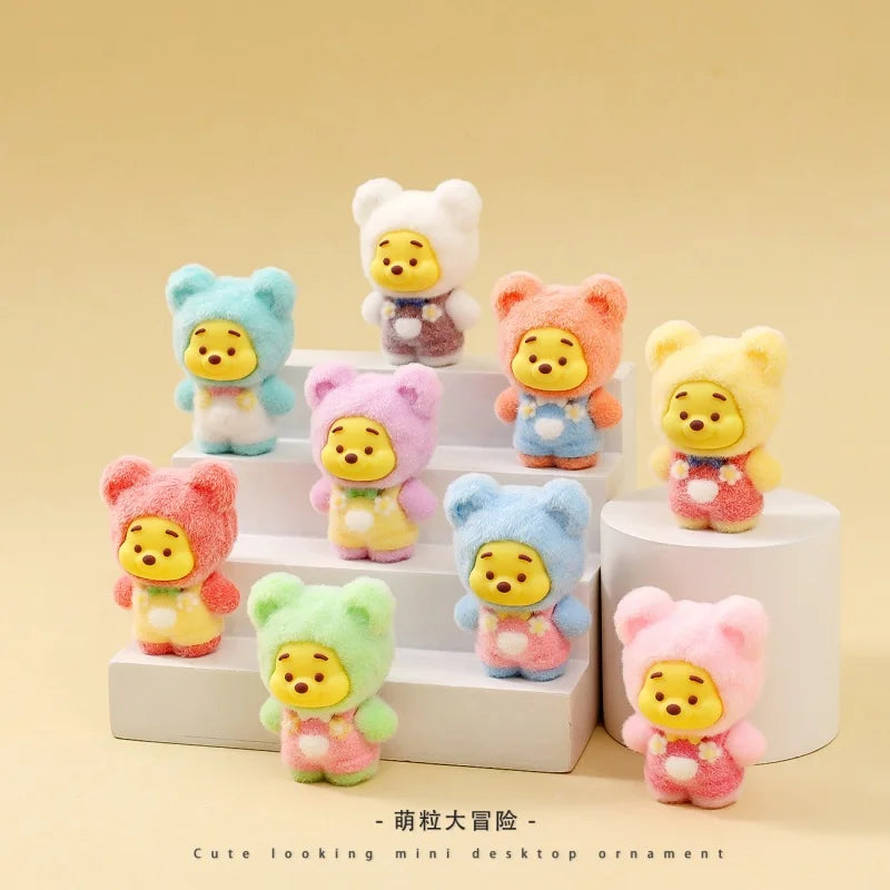 Cartoon Flocking Bear Blind Box Cute Doll Desktop Small Ornaments
