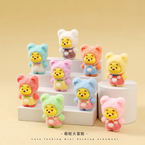 Cartoon Flocking Bear Blind Box Cute Doll Desktop Small Ornaments