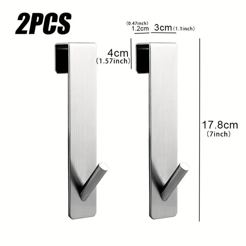 2pcs Bathrobe Hanger Shower Room Glass Over Door Hanging Hooks