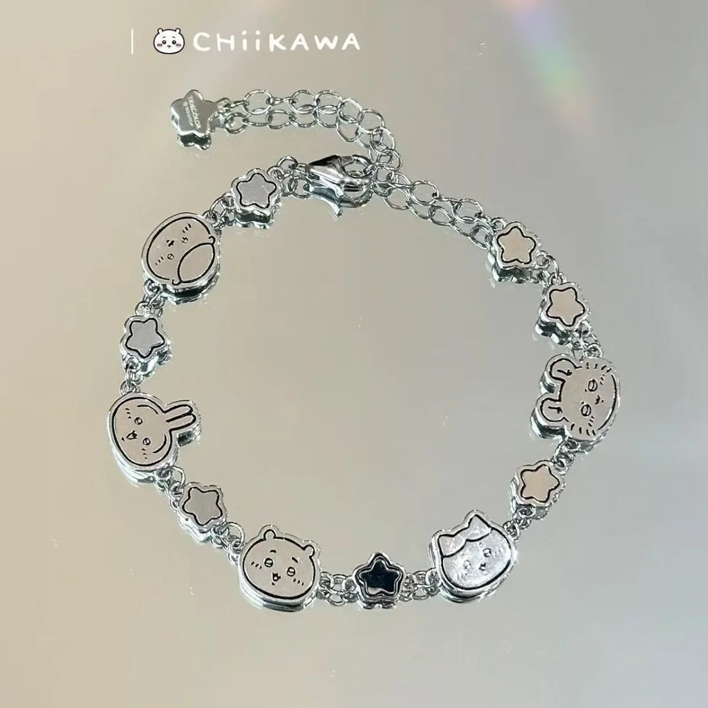 Chiikawa Beaded Bracelet, Usagi & Hachiware Cartoon Wrist Jewelry,