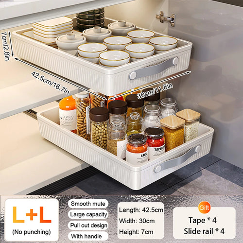 Pull Out Storage Tray Kitchen Sliding Cabinet Shelf with Slide Rails