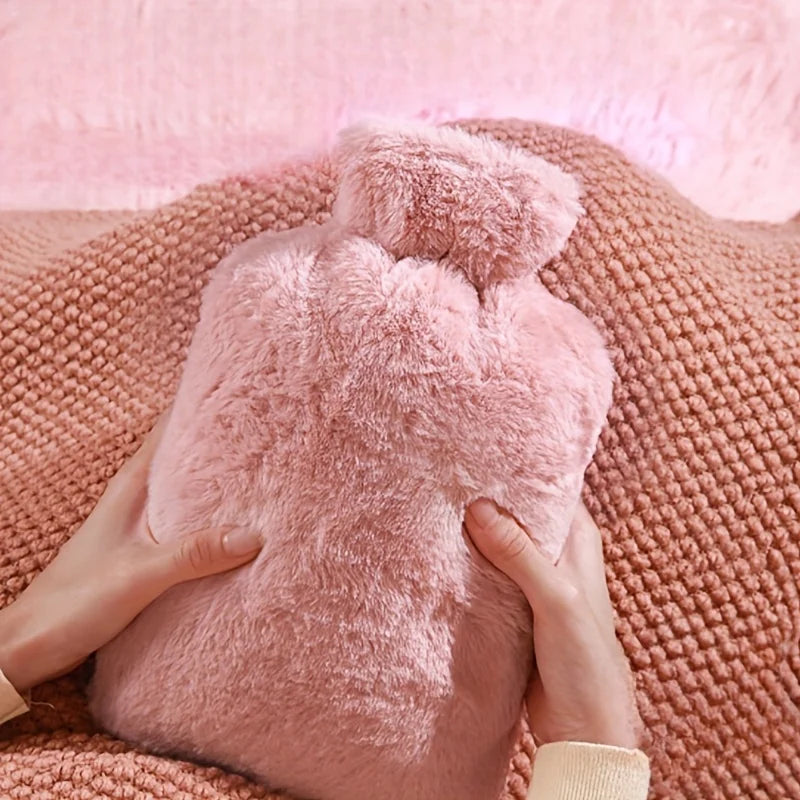 1L/2L PVC Plush Hot Water Bottle – Leak-Proof Large-Capacity Bed &