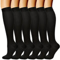 6 Pairs Solid Color Compression Socks Nurse Compression Socks Black