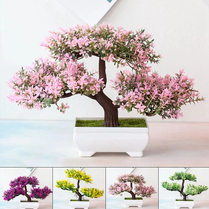 Artificial Plants Bonsai Small Tree Pot Fake Plant Flowers Potted