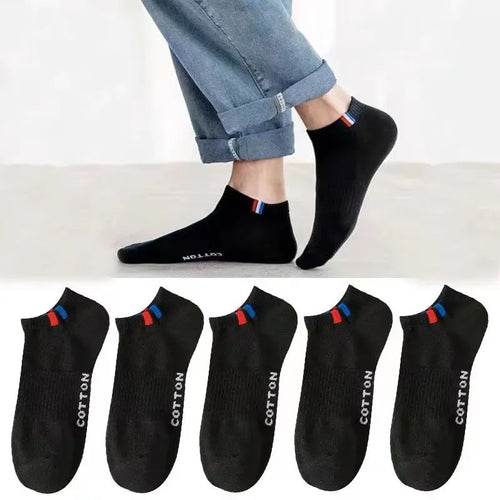 5/10Pairs Of Men's Simple Solid Liner Anklets Socks, Comfy Breathable