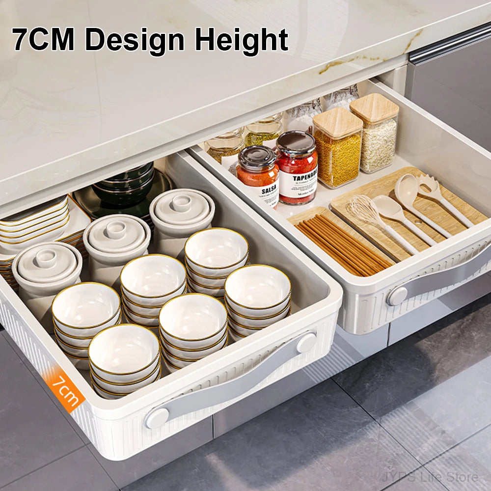Pull Out Storage Tray Kitchen Sliding Cabinet Shelf with Slide Rails