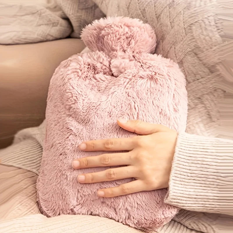 1L/2L PVC Plush Hot Water Bottle – Leak-Proof Large-Capacity Bed &