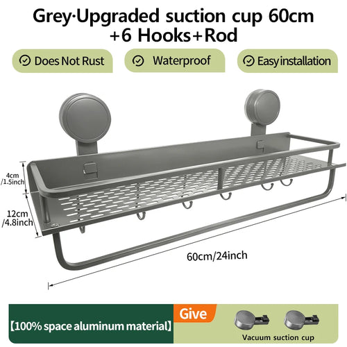 Multifunctional Suction Cup Rack Kitchen Utensils Storage Wall Mounted