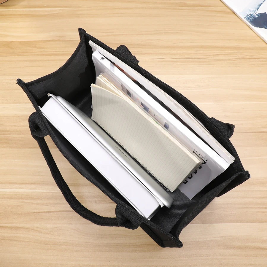 Leisure thickened handheld canvas tote bag black three-dimensional men