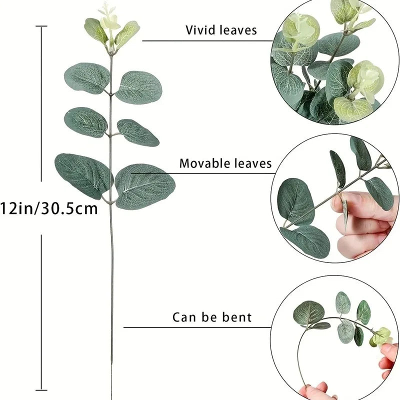 Eucalyptus Leaf Stems Green Artificial Plants