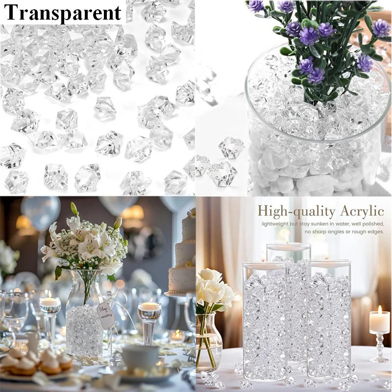 100pcs 11x14mm Crystals Plastic Gems Home Vase Decoration Multi