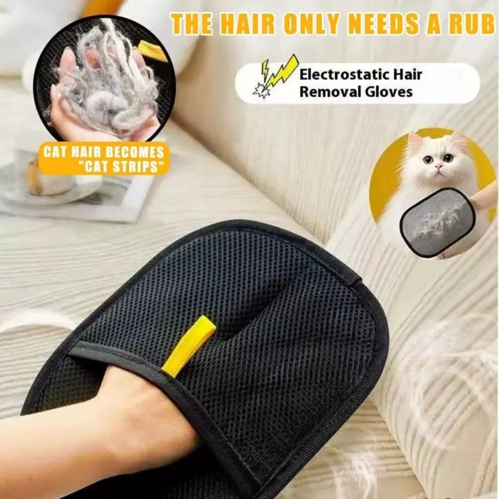Washable Pet Hair Removal Gloves, Double‑sided Lint Dehairing Tool for