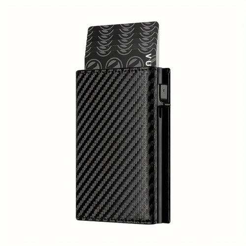 Men's Wallet with Zipper Coin Purse Automatic Pop-up Metal Credit Card