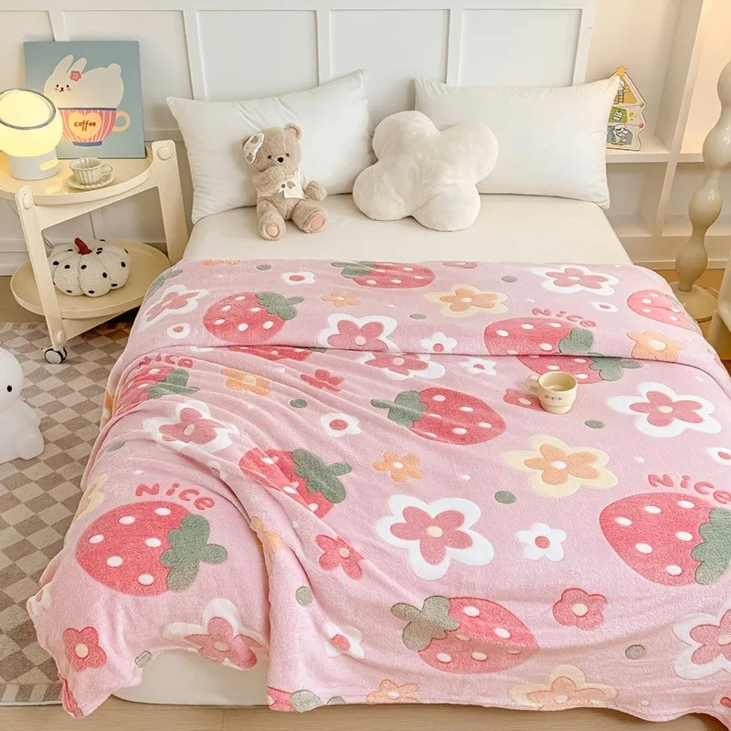 Cozy Floral Flannel Throw Blanket Soft Machine Washable All-Season