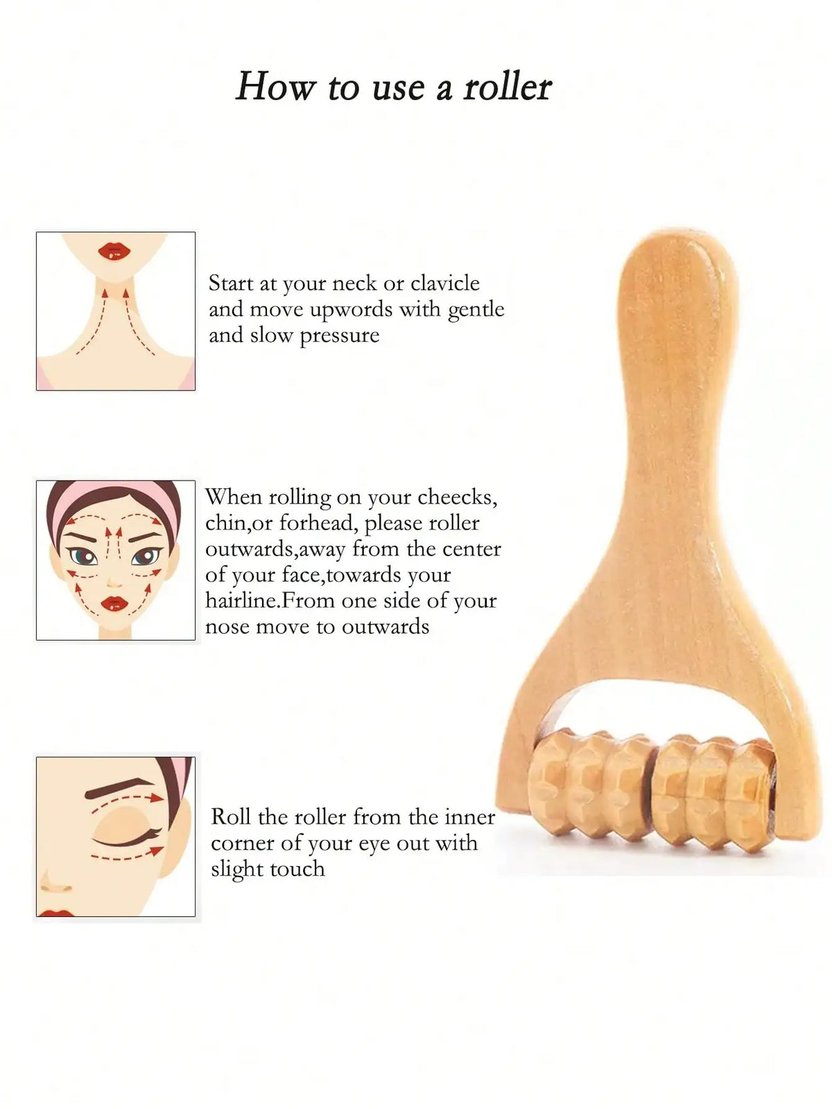 Wooden Roller Massager Therapy Body Massager Face Shoulder Neck Hand