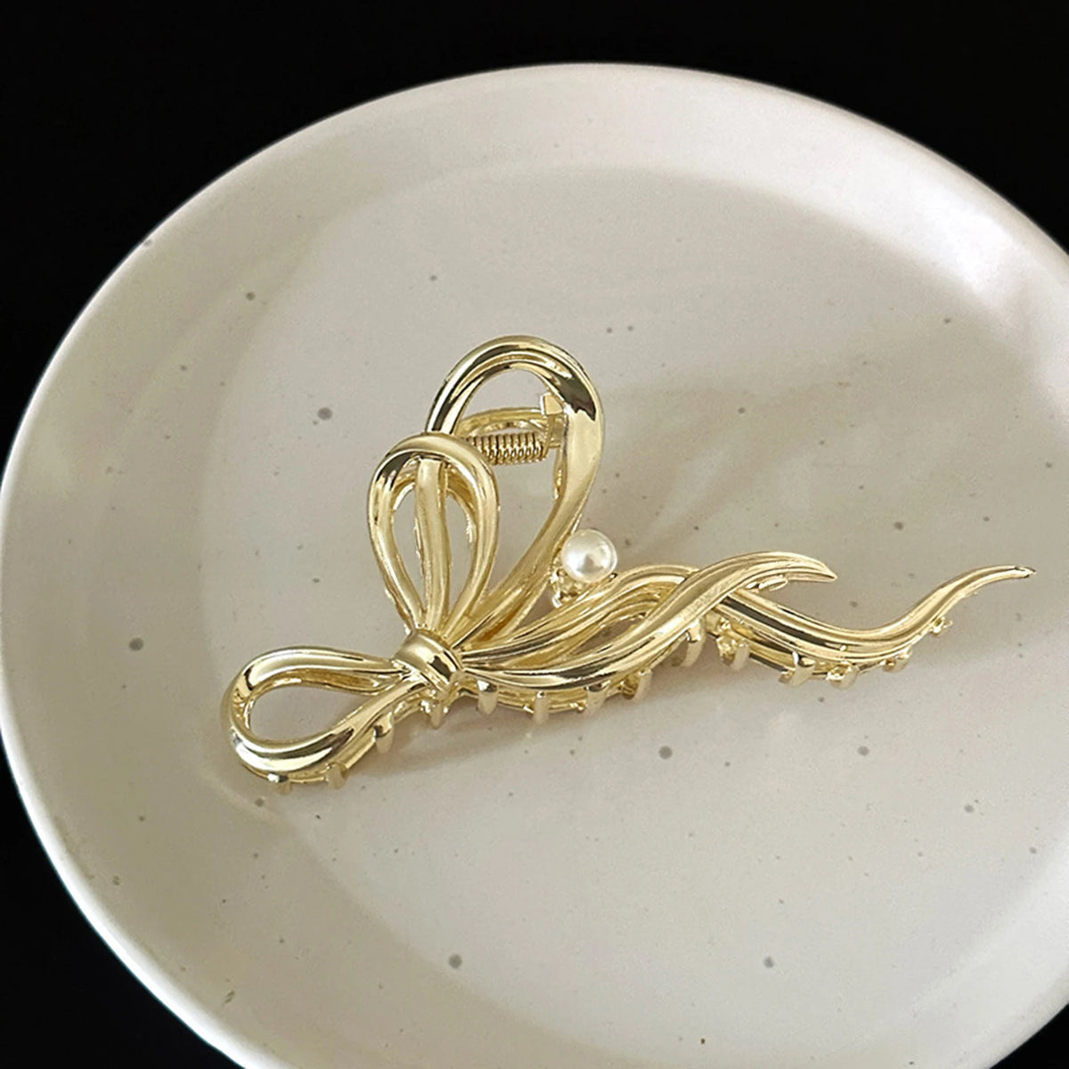 Bridal Hair Claw Clip Pearl Bow Ornament Wedding Party Accessory